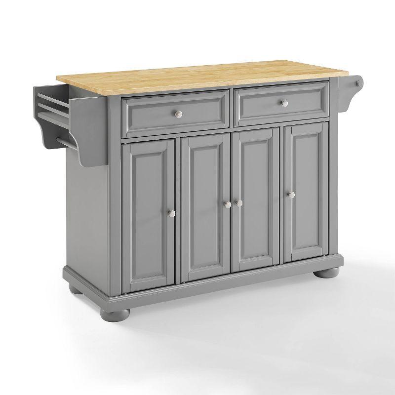 Gray and Natural Wood Top Kitchen Island with Storage