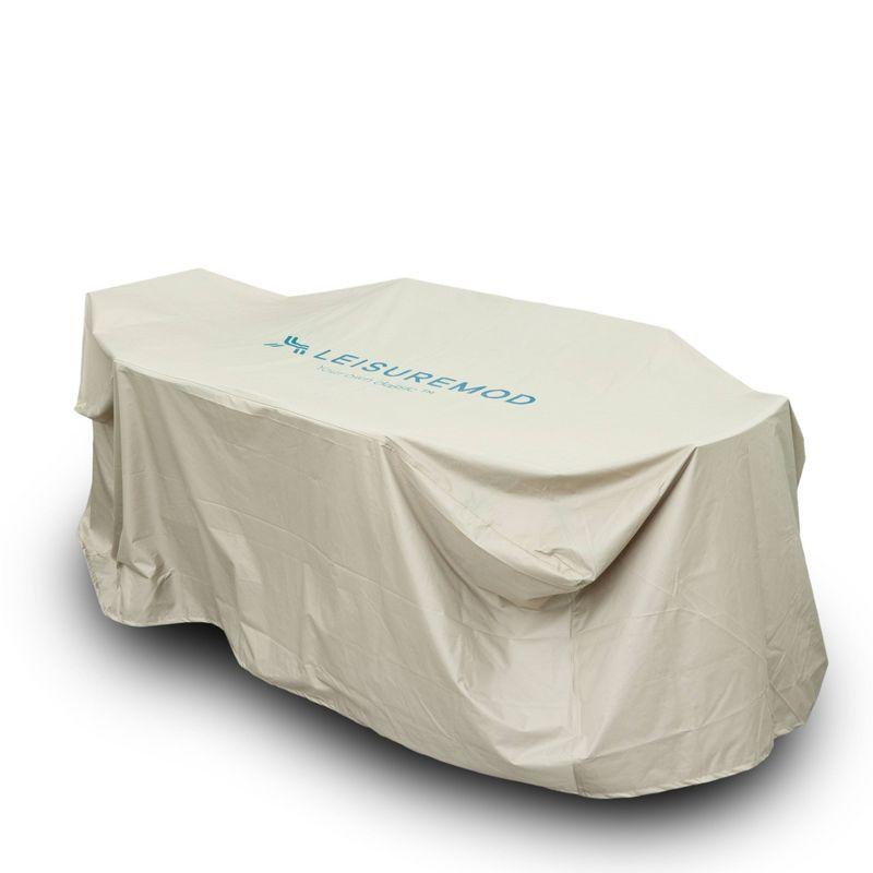 LeisureMod Mid-Century Modern Chelsea Rectangular Outdoor Rain Cover for 63" Patio Dining Table and Chairs Set in Brown