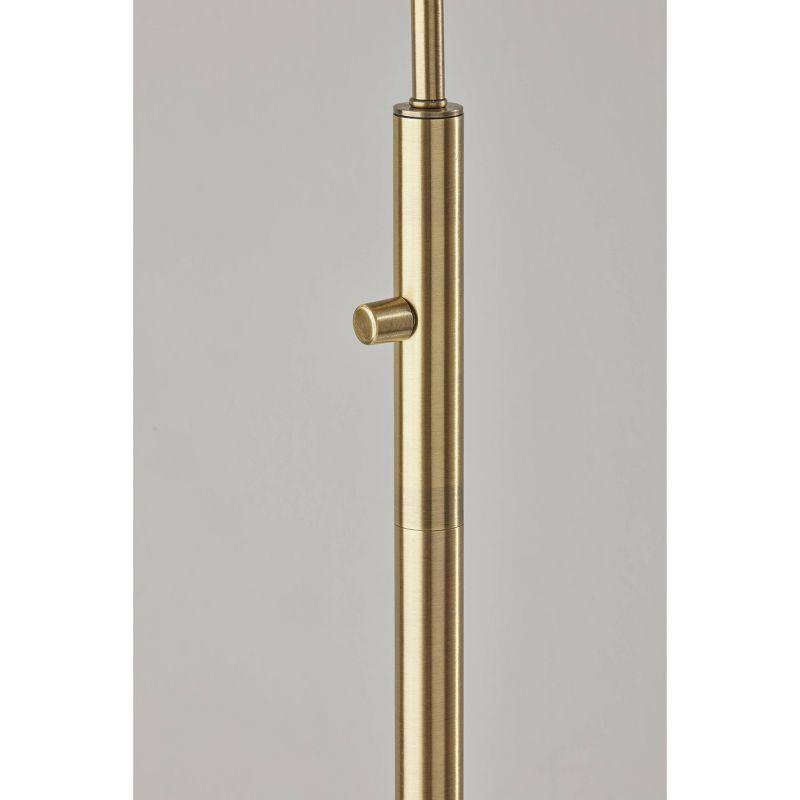 Adesso Cove Floor Lamp Antique Brass: Standing Metal Lamp with Rattan Shade, ETL Listed