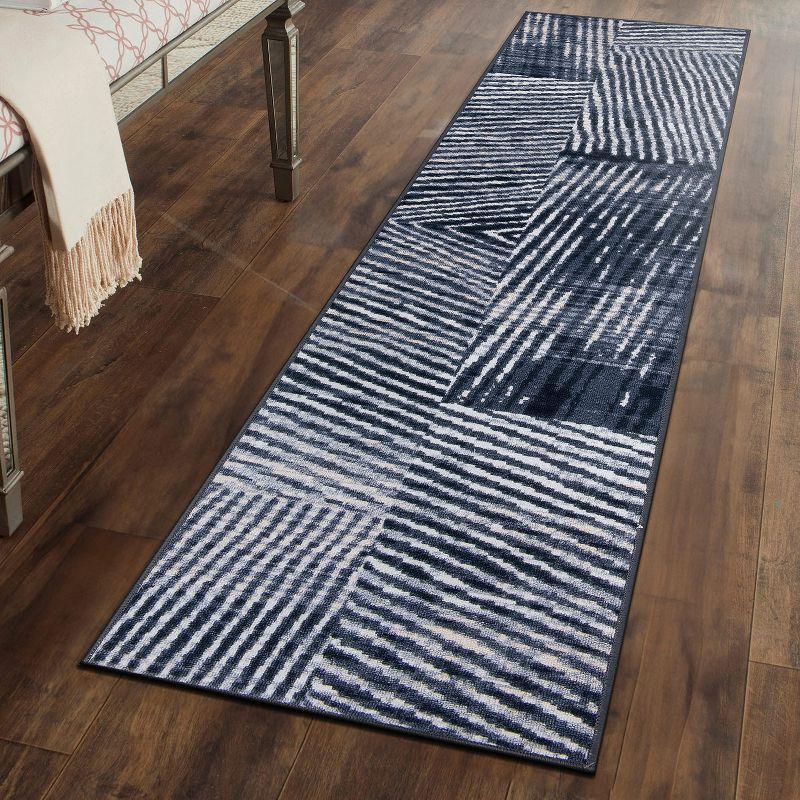 World Rug Gallery Geometric Stripe Distressed Non Slip Area Rug