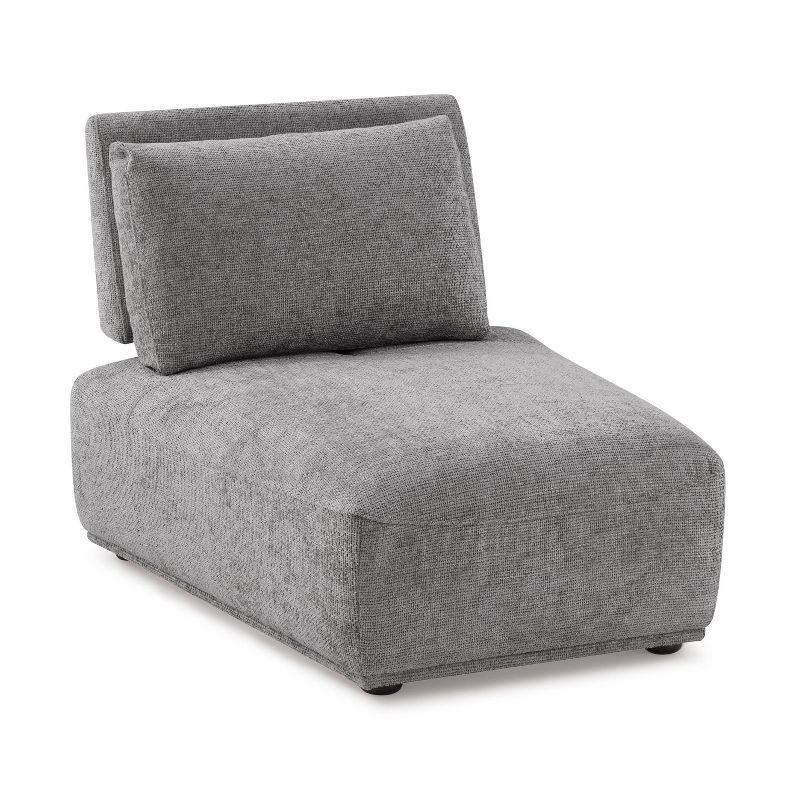 HOMES: Inside + Out Povoa Modern Modular Trapezoidal Armless Chair Chenille with Extendable Backrest Gray