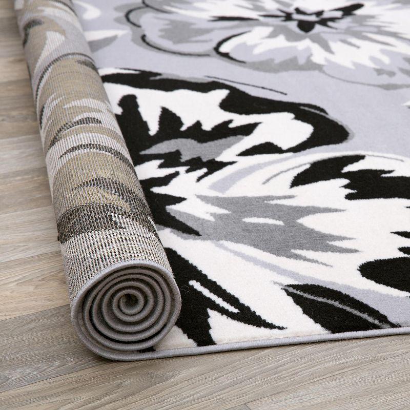 World Rug Gallery Modern Floral Design Gray 7'6" x 9'5" Area Rug