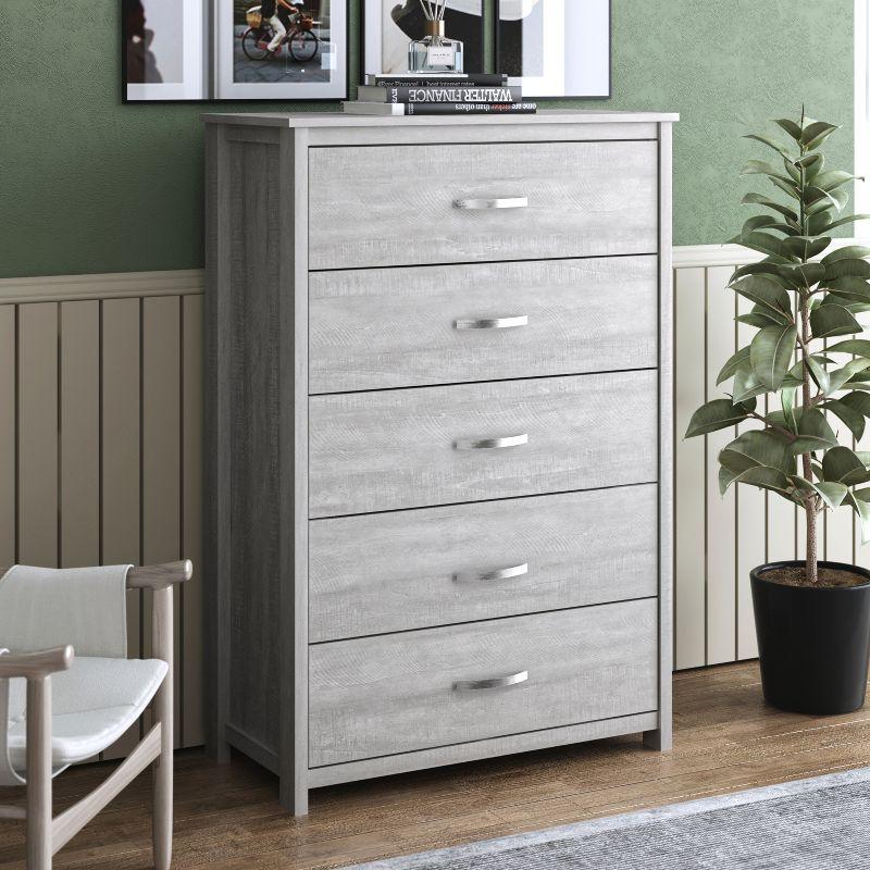 Galano Layton Dusty Gray Oak 5 Drawer 31.5 in. Wide Chest of Drawer (Sturdy, Effortless Assembly with Interlocking Drawers)