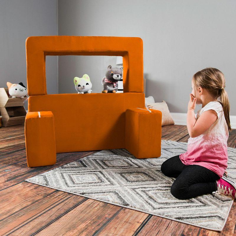 Jaxx Zipline Kids Modular Loveseat & Ottomans/Fold Out Lounger, Mandarin