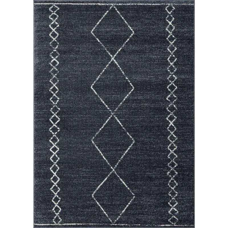 Anthracite Geometric 9' x 12' Stain-Resistant Synthetic Area Rug