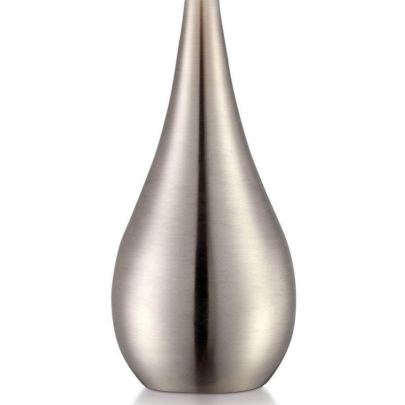 360 Lighting Evans Modern Accent Table Lamps 21" High Set of 2 Brushed Nickel Metal Teardrop White Cylinder Shade for Bedroom Living Room House Home
