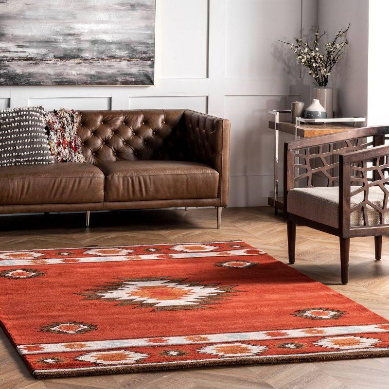 2'x3' Hand Tufted Shyla Accent Rug Orange - nuLOOM: Wool, Geometric, Bohemian, Medium Pile, Indoor Use