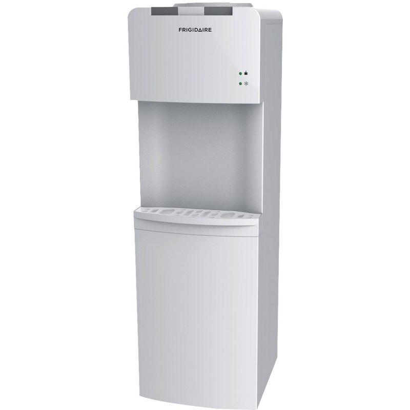 Frigidaire Water Cooler White: Freestanding Electric Dispenser, 5 Gallon Capacity, Hot & Cold, Safety Switch