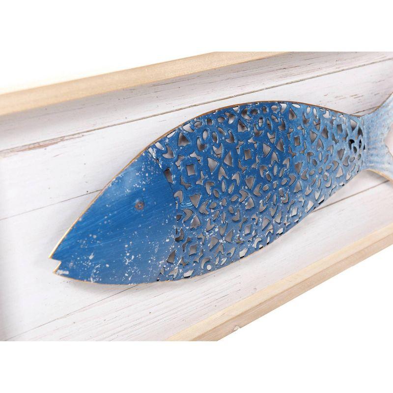 Coastal Blue and Green Metal Fish Wall Art Panels, Set of 3