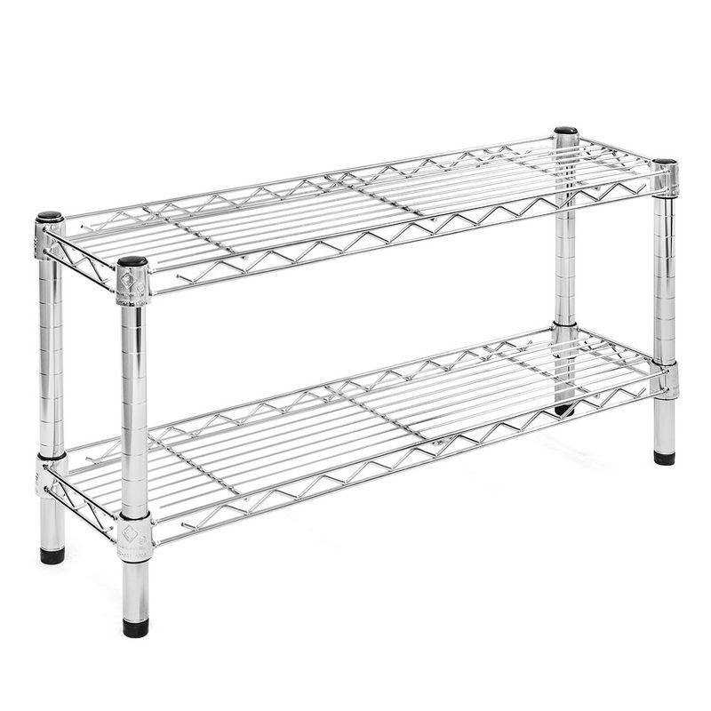 Shelving.com Chrome Wire Shelving with 2 Tier Shelves - 8"d x 36"w x 14"h