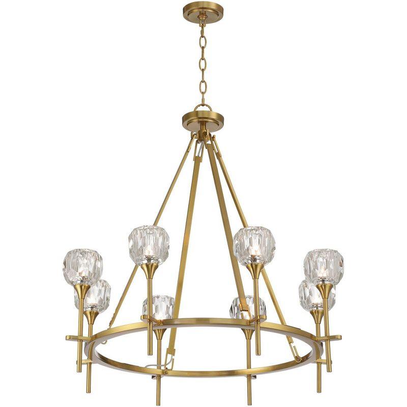 Possini Euro Design Francie Soft Gold Ring Chandelier 32" Wide Modern Clear Crystal Glass 8-Light Fixture for Dining Room House