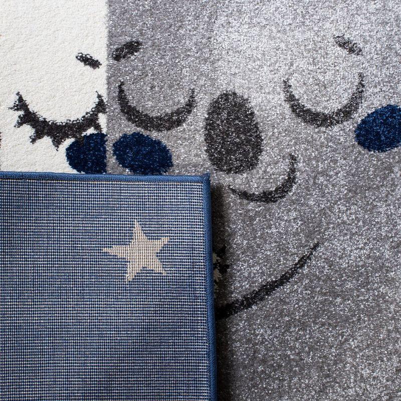 Navy and Gray Square Kids Koala Rug