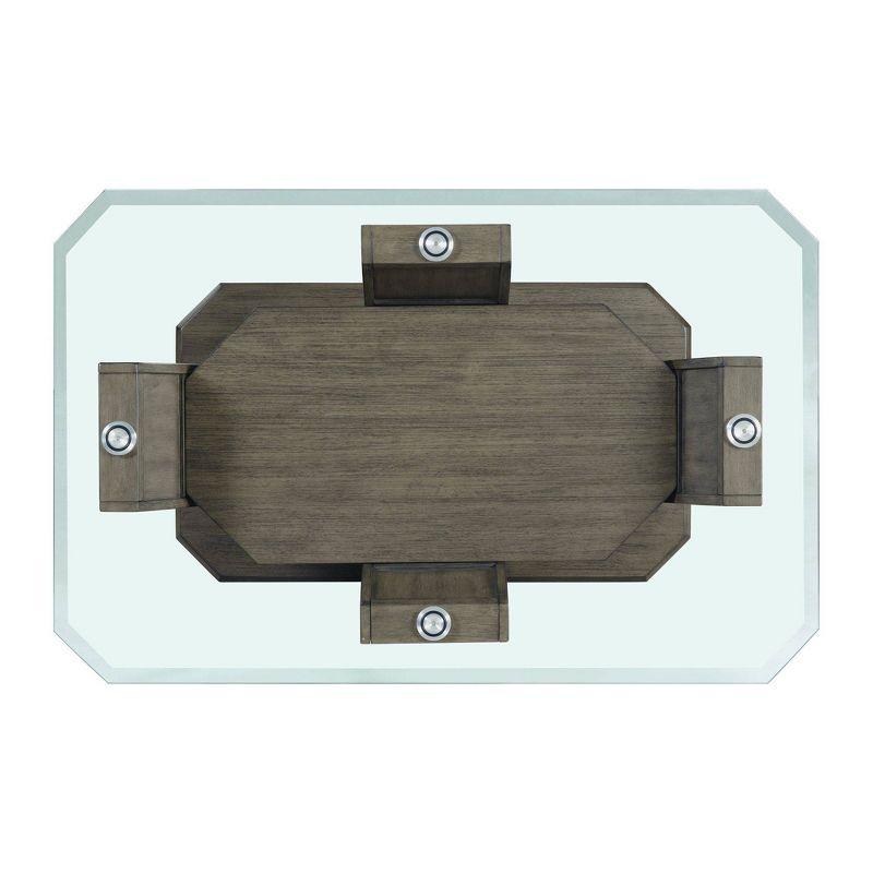 Simms Rectangular Coffee Table Gray - Picket House Furnishings: Glass Top, Pedestal Base, Chic Living Room Furniture