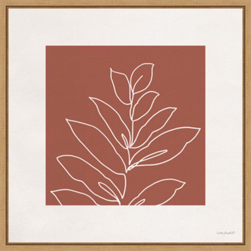 Rusty Red Abstract Botanical Canvas Wall Art 22 x 22 inches