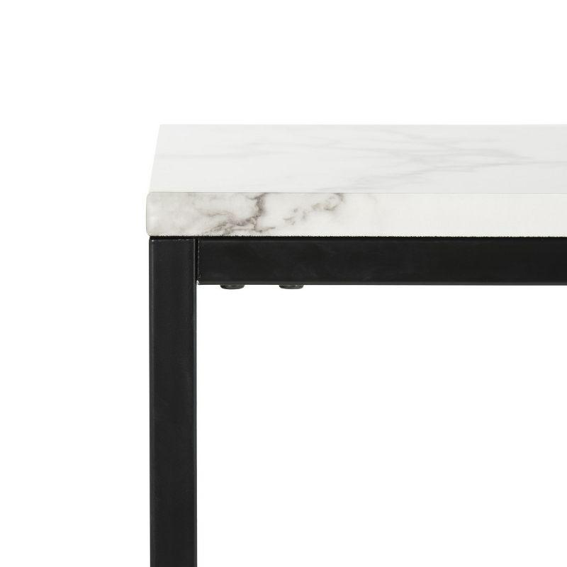 Transitional Grey Marble Top Console Table with Black Frame