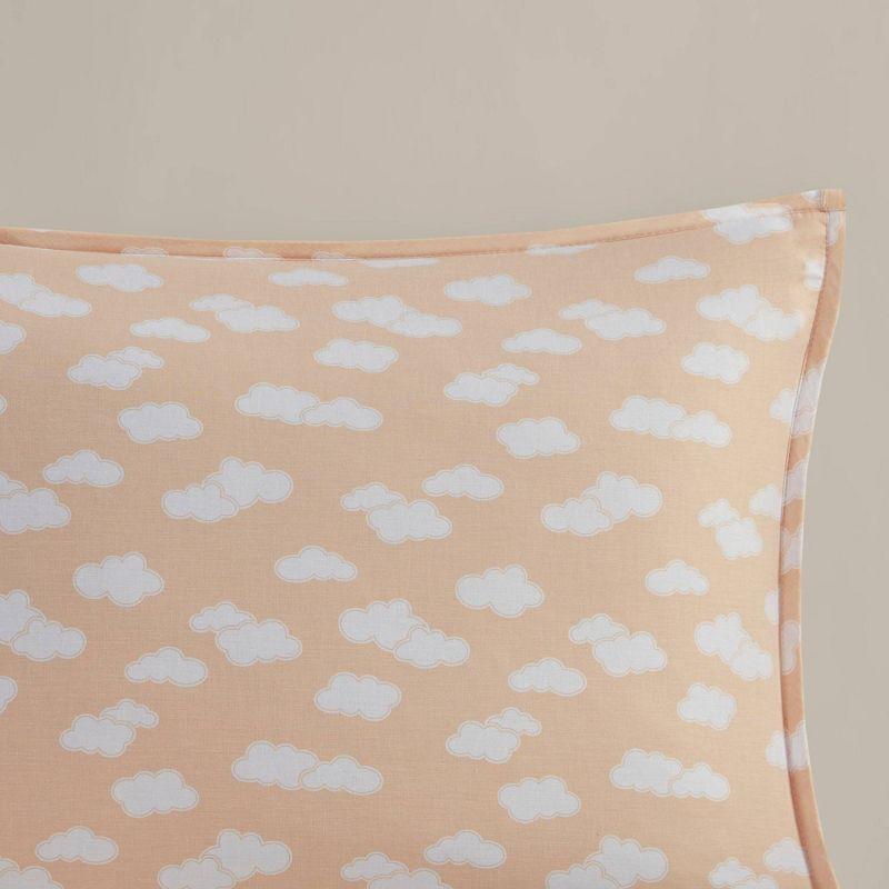 Intelligent Design Kids Dawn Sunshine Clouds Yellow/Coral 100% Cotton Reversible Quilt Set Twin