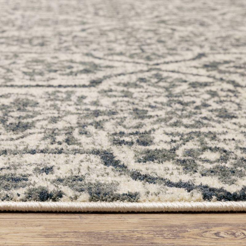 9'10"x12'10" Farrah Floral Trellis Area Rug Ivory/Blue - Captiv8e Designs: Bohemian, Low Pile, Fade & Stain-Resistant