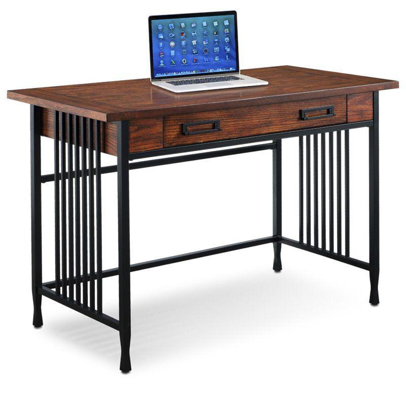 Ironcraft Mission Oak Computer Desk with Matte Black Frame