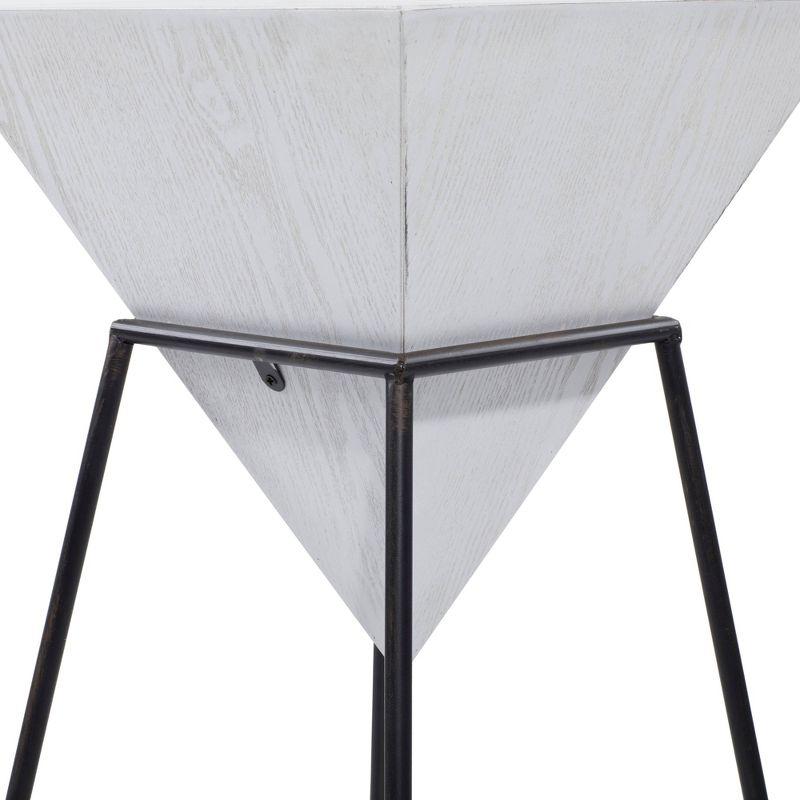 Geometric Accent Table White - Olivia & May: Modern Triangle Side Table, Metal Frame, Wood Top