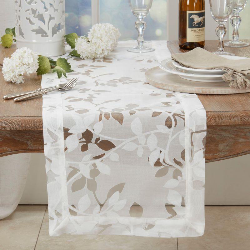 Saro Lifestyle Sheer Elegance Burnout Voile Vine Design Table Runner