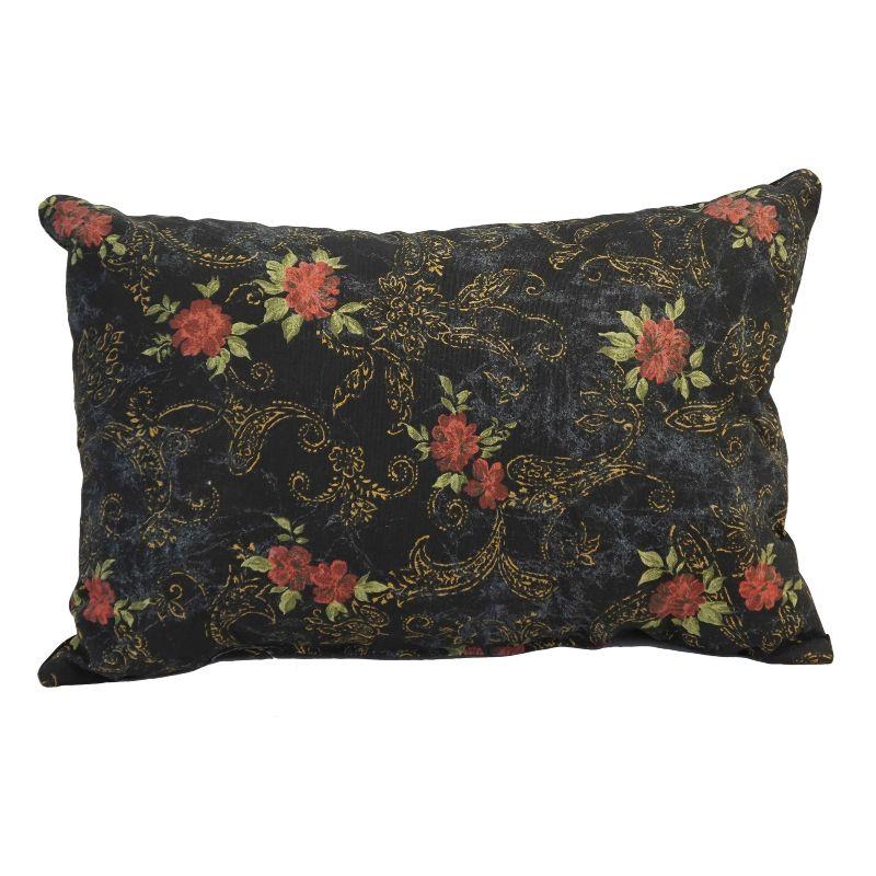 Midnight Rosebud Jacquard 17-inch Throw Pillows with Inserts, Set of 2