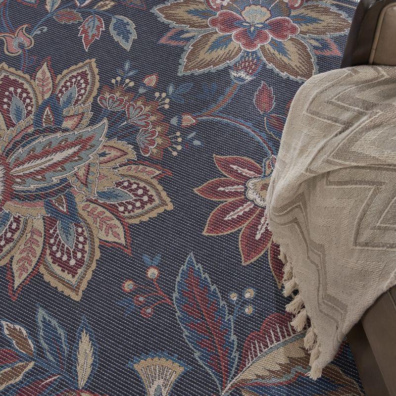 Waverly Washables Collection 7'10" x 9'10" Charcoal Botanical Indoor Rug
