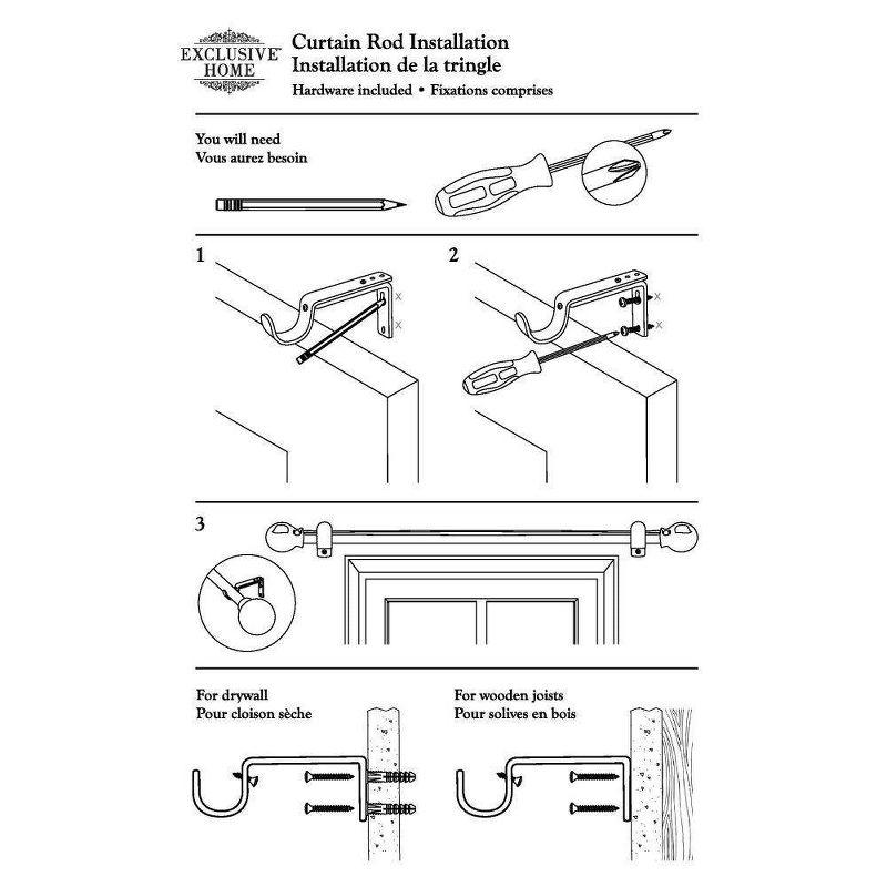 Exclusive Home 36"-72" Ogee Curtain Rod - Matte Bronze: Adjustable Iron Rod, Cage Finial, 25 lb Capacity