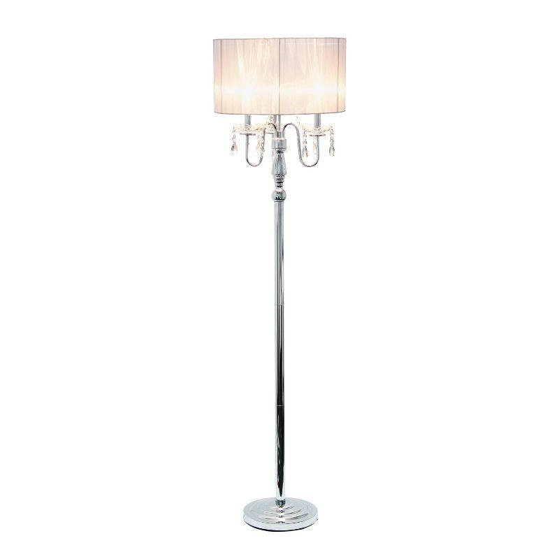 Trendy Romantic Sheer Shade Floor Lamp with Hanging Crystals  - Elegant Designs