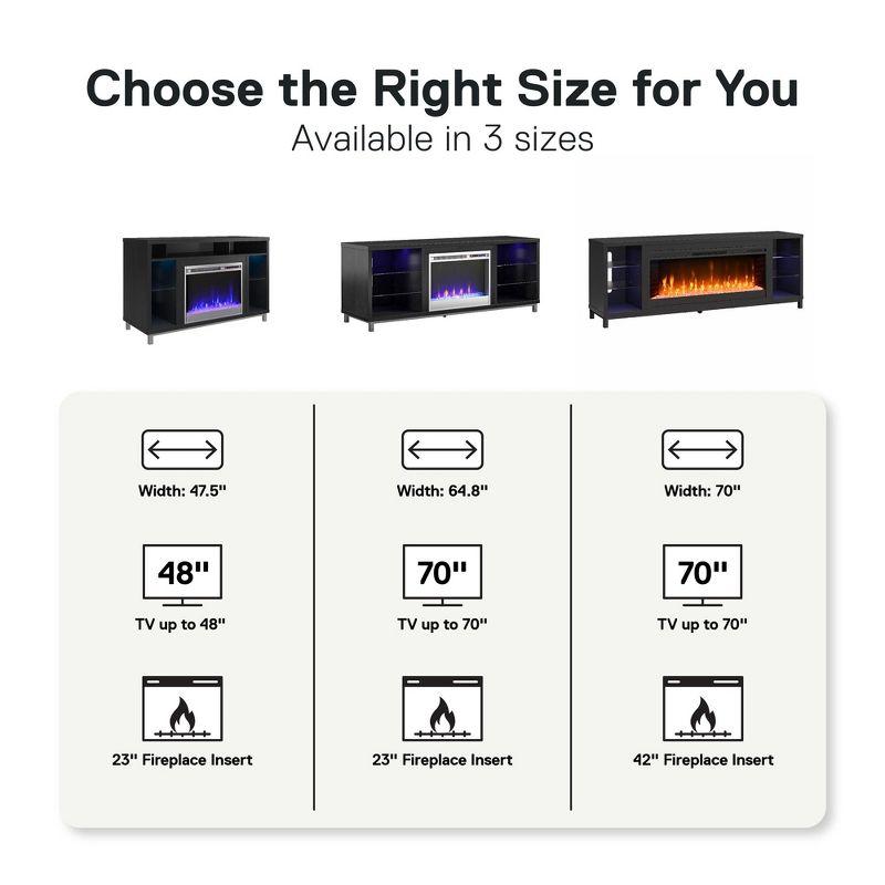 Ameriwood Home Lumina Fireplace Space Heater TV Stand for TVs up to 70", Black Oak