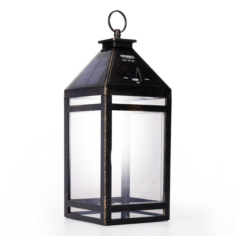 Techko 12.88 Outdoor Vintage Solar LED Lantern with Auto Dawn-to-Dusk Sensor