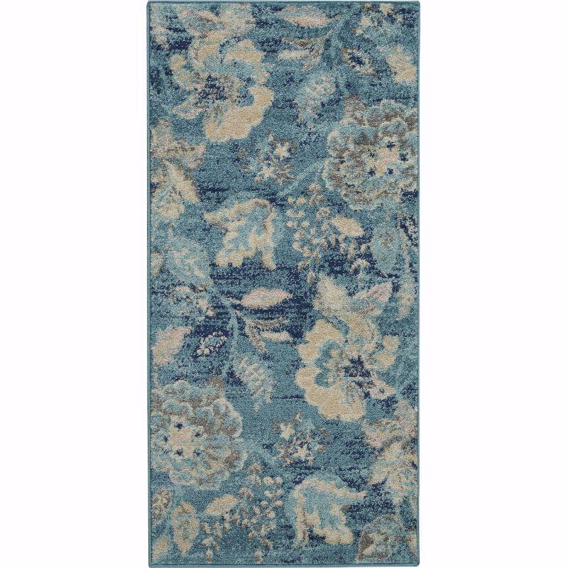 Nourison Tranquil 2' X 4' Turquoise Area Rug French Country Eclectic Floral by Nourison