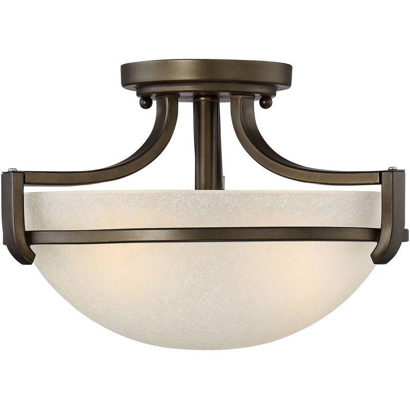 16" Bronze and Champagne Glass Bowl Ceiling Light