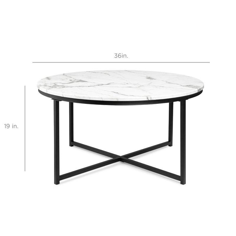 Best Choice Products 36in Faux Marble Modern Round Living Room Accent Coffee Table w/ Metal Frame