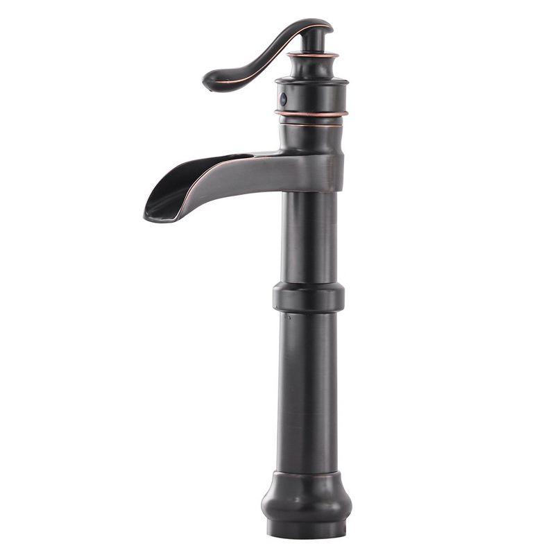 Oil Rubbed Bronze Waterfall Vessel Bathroom Faucet with Pop-Up Drain