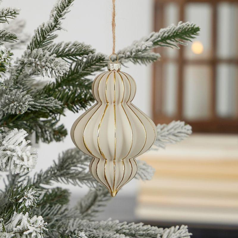 Seasonal LLC Gesso Finial Glass Ornament Set of 3