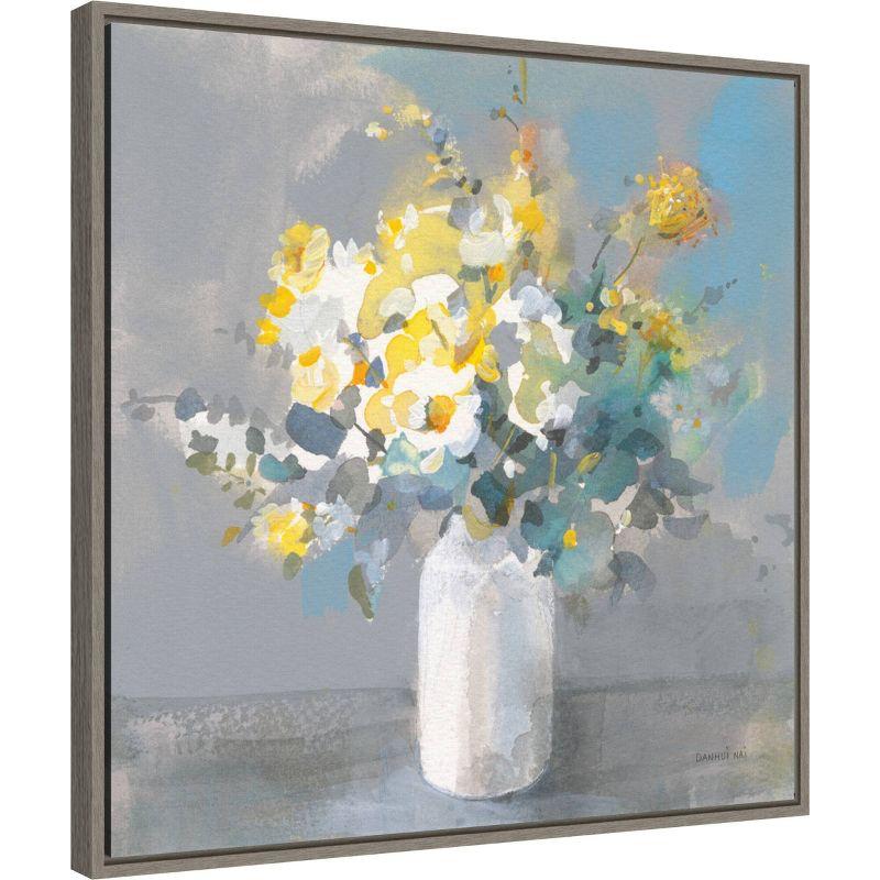 22" x 22" Touch of Spring I White Vase by Danhui Nai: Botanical Lithograph, Amanti Art