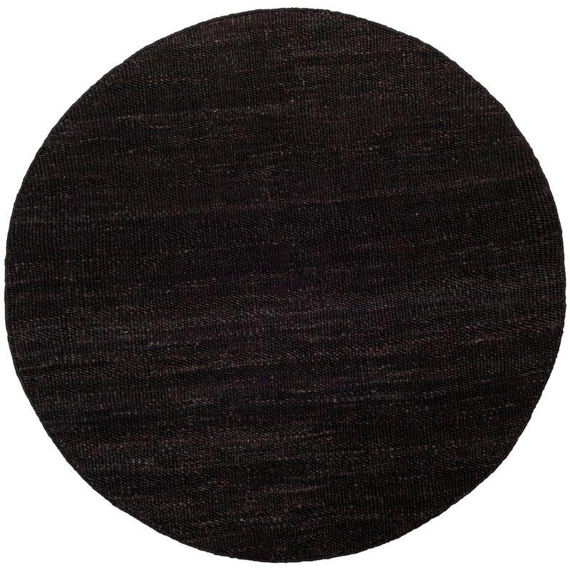 Handwoven Black Jute Round Area Rug, 4' x 4'