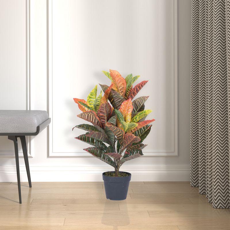 Vickerman 30" Artificial Croton Real Touch Potted Plant.