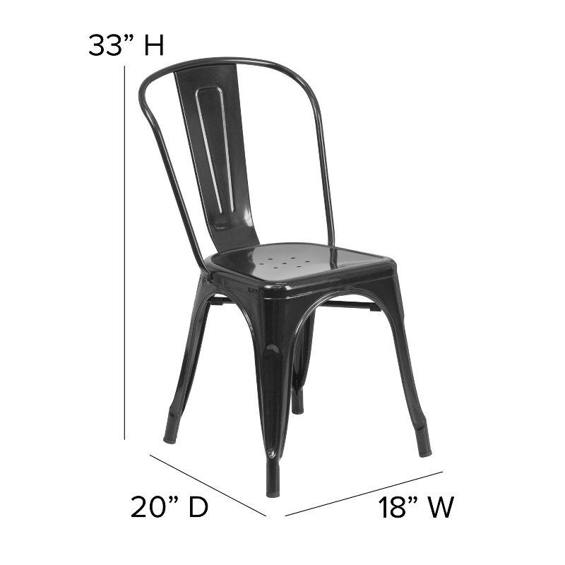 Merrick Lane Black Metal Dining Chair With Curved Vertical Slatted Back And Square Seat