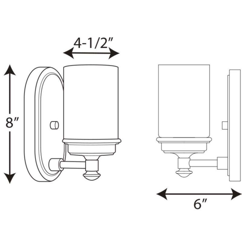 Progress Lighting Glide Collection 1-Light Wall Sconce, Brushed Nickel, Etched Opal Glass