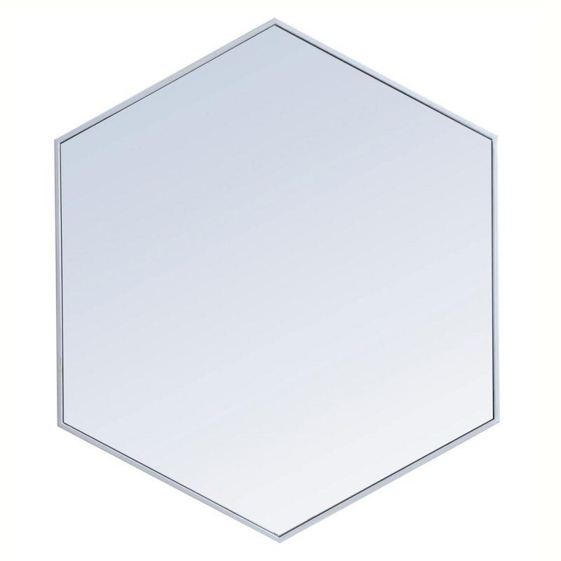 Elegant Lighting Metal frame hexagon mirror 38 inch in silver