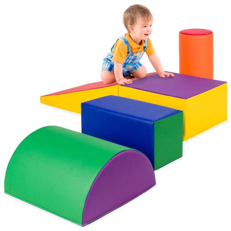 Best Choice Products 5-Piece Kids Climb & Crawl Soft Foam Block Playset Structures for Child Development - Multicolor