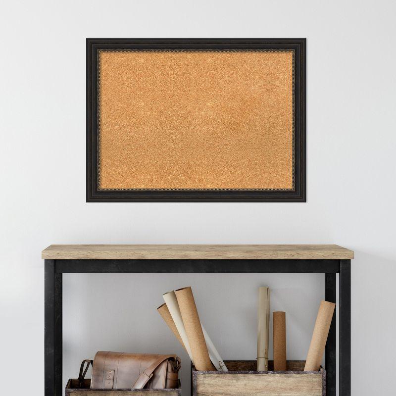 Amanti Art Accent Bronze Narrow Framed Corkboard, Natural Cork