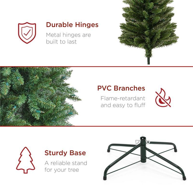 Best Choice Products 4.5ft Prelit Pencil Christmas Tree, Spruce Style Holiday Decor w/ 288 Tips, 150 Lights, Base