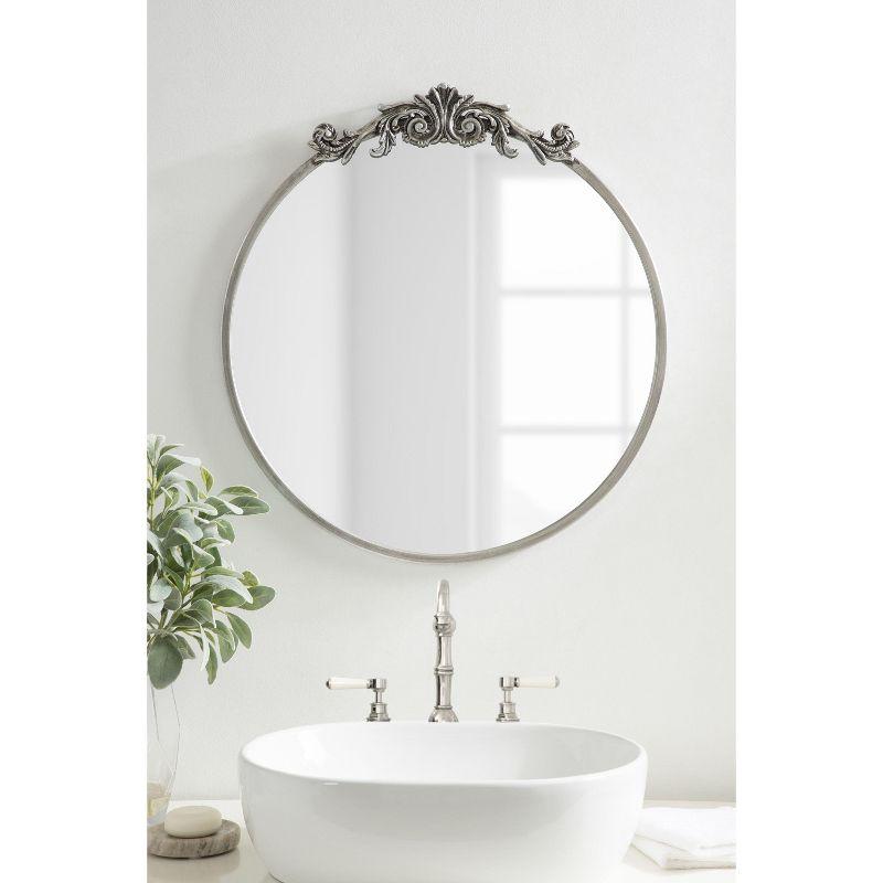 Kate and Laurel Arendahl Metal Round Mirror, 24" Diameter, Silver