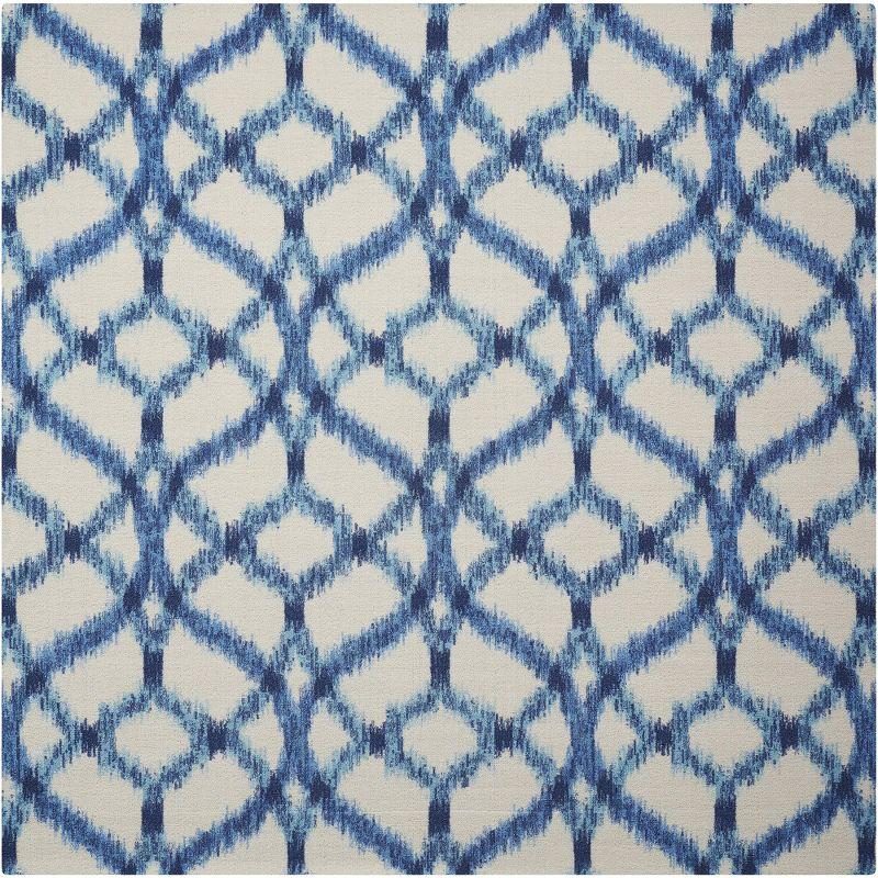 Handmade Blue Synthetic Square Stain-Resistant Area Rug