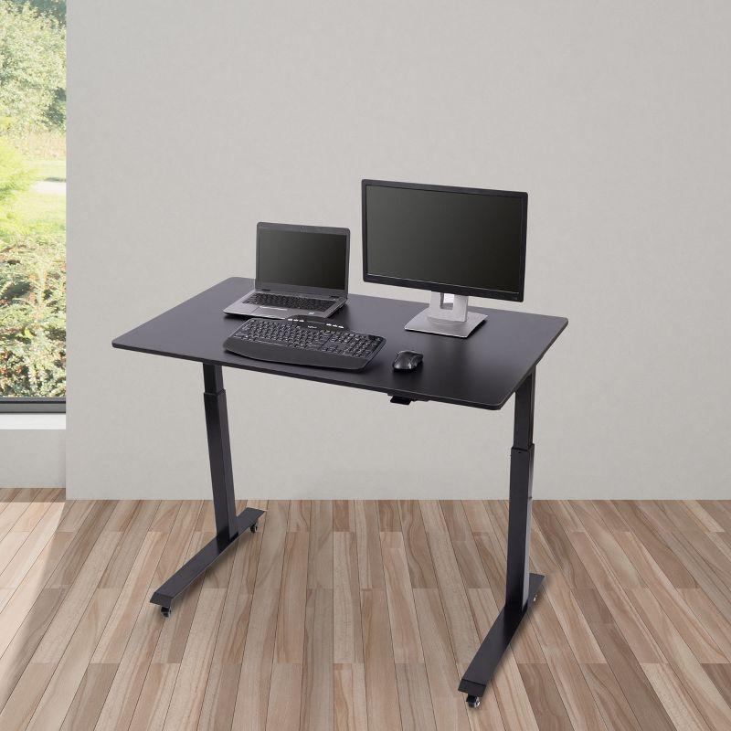 Black Adjustable Height Standing Desk with Wood Top and Drawer