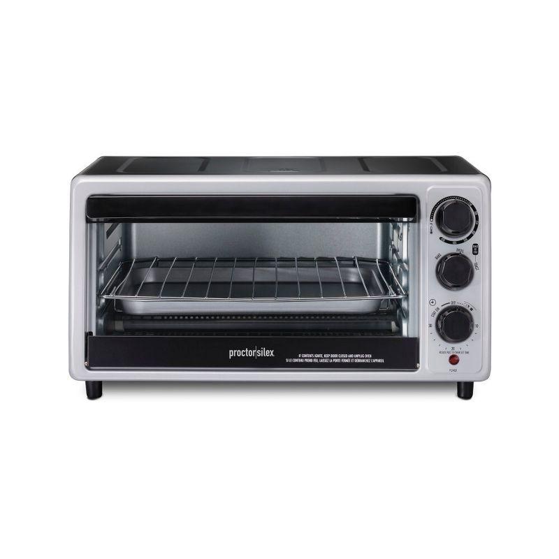 Proctor Silex 6sl Toaster Oven 31124: Countertop Small Oven, 1500W, Silver, Includes Broiler & Baking Pan, Freestanding
