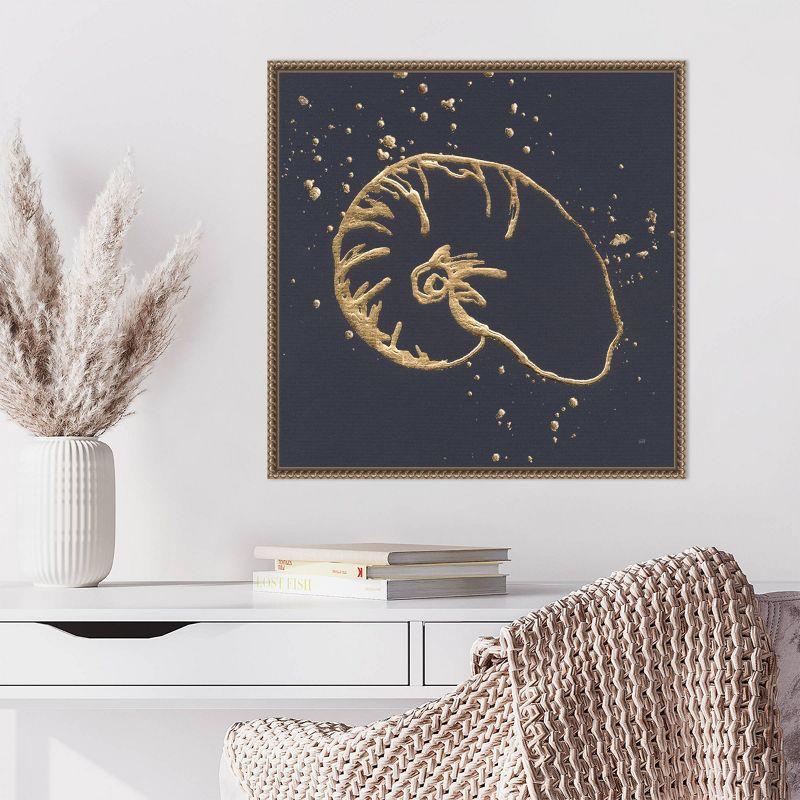 22"x22" Gold Nautilus I by Chris Paschke Framed Canvas Wall Art Print Bronze - Amanti Art: Modern Style, Polystyrene Frame, Lithograph Medium