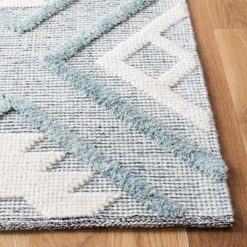 Vermont Blue and Ivory Handwoven Wool Area Rug 5' x 8'